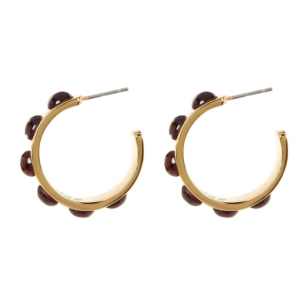 Trina Turk  Open Hoop Gold Ruby Earrings